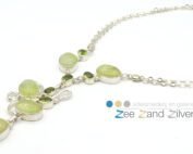 Collier zilver peridot prehniet
