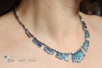 Collier zilver emaille blauw