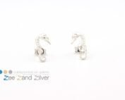 Zilveren (925) oorstekers van een 3D zeepaardje