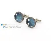 Manchetknopen - zilver met blauwe en antraciet emaillet