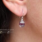 Oorbel - zilver met paarse fluoriet