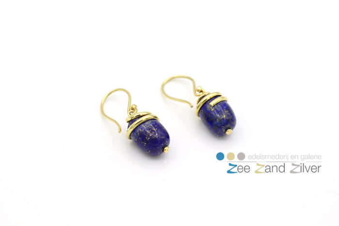 Oorbellen - goud met lapis lazuli