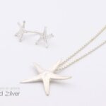 Hanger zeester middel en oorstekers zeester klein - zilver